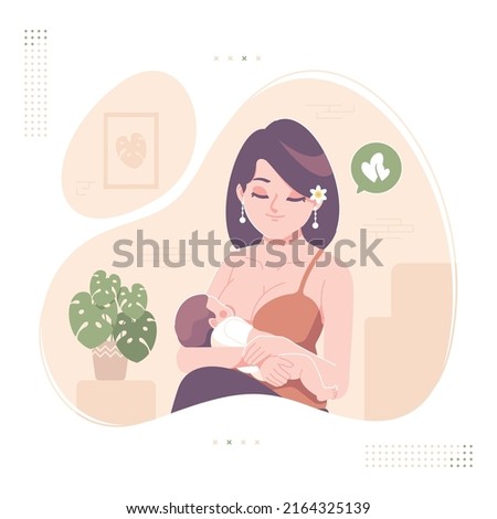 mother love breastfeeding concept illustration Royalty-Free Stock Photo #2164325139
