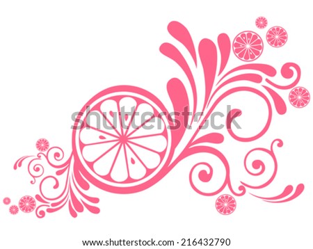 Grapefruit isolated on White background. Close-up. Vector illustration 