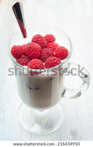Healthy breakfast with yogurt and berry, selective focus