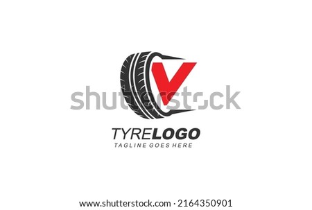 V logo tyre for branding company. wheel template vector illustration for your brand.