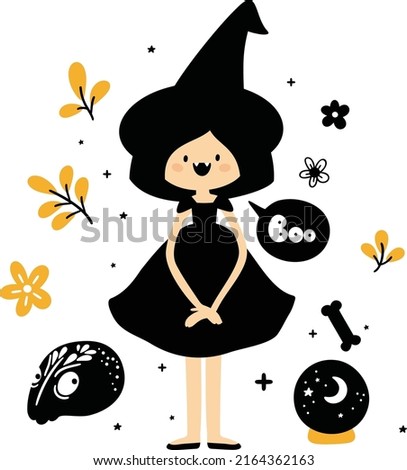 Cute little witch, halloween for kids, baby first halloween 
