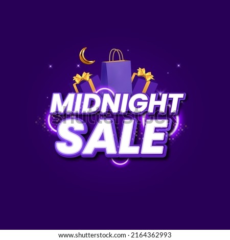 Midnight Sale Banner Vector Illustration. purple background. dark promotion template
 Royalty-Free Stock Photo #2164362993