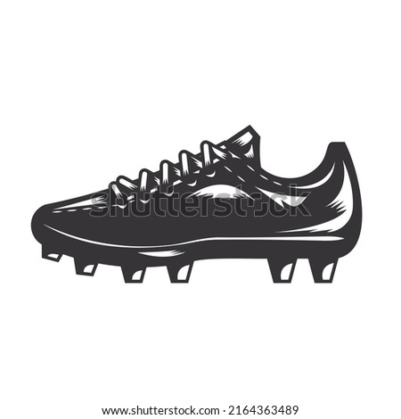 soccer shoes silhouette. football shoes wood cut Line art logos or icons. vector illustration.
