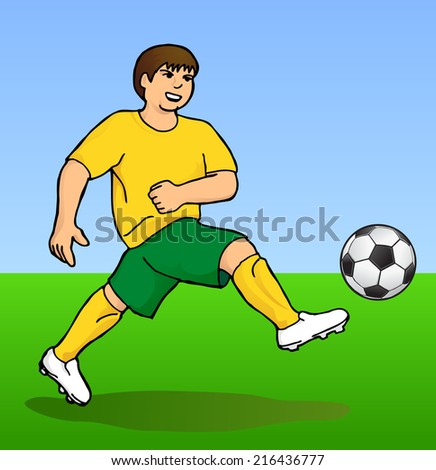 Soccer player kicking a ball vector