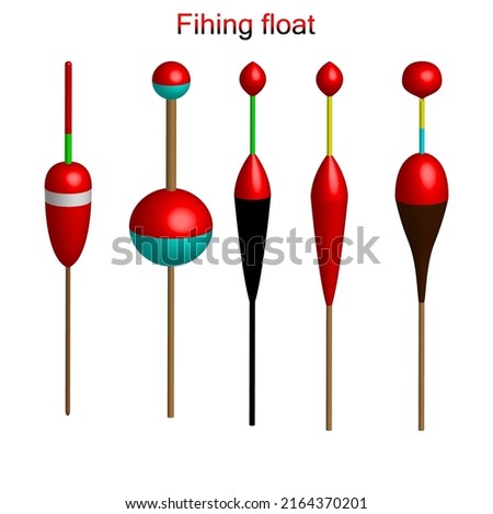 Set of fishing floats. Floats for fishing on the lake or river. Bright floats. Royalty-Free Stock Photo #2164370201