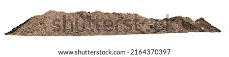Long Earthen Stone Heap Embankment Construction Debris Isolated Royalty-Free Stock Photo #2164370397