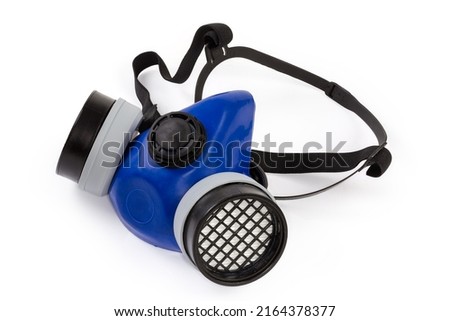 Reusable half-face elastomeric air-purifying respirator with replaceable filters on a white background
 Royalty-Free Stock Photo #2164378377