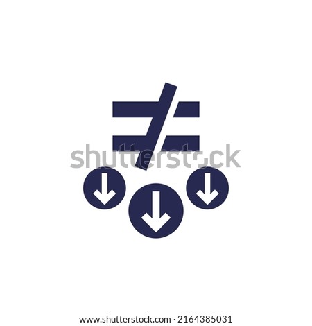 Reduced inequality icon, vector sign on white Royalty-Free Stock Photo #2164385031
