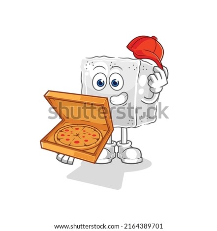 the sugar cube pizza delivery boy vector. cartoon character