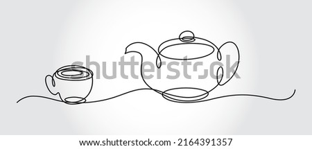 Continuous one line drawing of Coffee pot - Vector icon isolated on white 