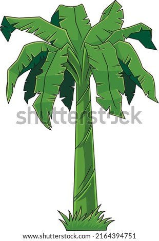 Abstract Cartoon Tropical Green Palm Tree. Vector Hand Drawn Illustration Isolated On White Background