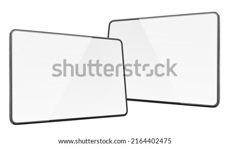 Black tablet computers, isolated on white background Royalty-Free Stock Photo #2164402475