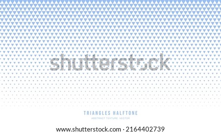 Triangles Halftone Geometric Pattern Vector Border White Blue Abstract Background. Faded Chequered Falling Triangle Particles Subtle Texture. Half Tone Art Graphic Minimalist Pure Light Wide Wallpaper Royalty-Free Stock Photo #2164402739