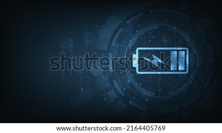  Electrical energy concept design.Battery cells symbols on dark blue background.Energy Efficiency, Vector illustration. Royalty-Free Stock Photo #2164405769