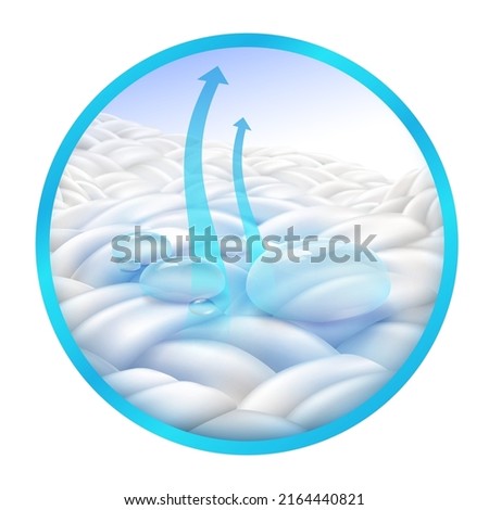 Water droplets on the Fabric fiber and ventilation pads evaporate moisture. Make it dry and comfortable, not stuffy. Royalty-Free Stock Photo #2164440821