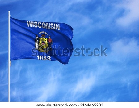 National flag of State of Wisconsin on a flagpole