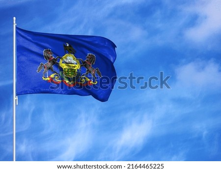 National flag of State of Pennsylvania on a flagpole