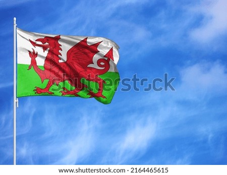 National flag of Wales on a flagpole