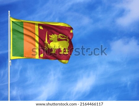 National flag of Sri Lanka on a flagpole