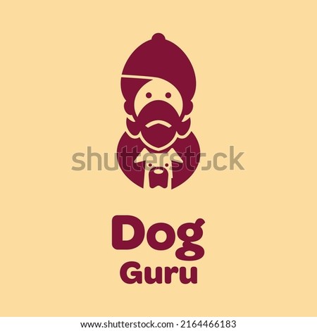 Guru hold dog logo design vector graphic symbol icon illustration creative idea