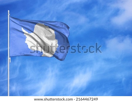 National flag of Antarctic on a flagpole