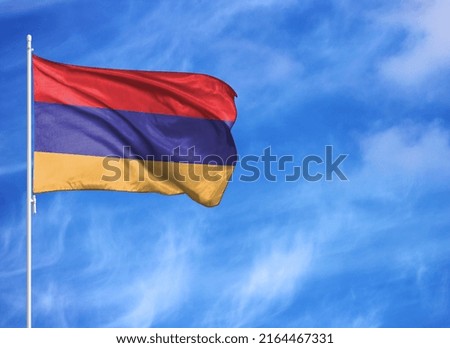 National flag of Armenia on a flagpole