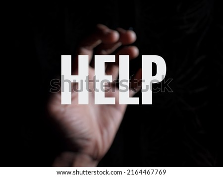 photos or pictures of ask for help with background blur hand image, help logo, help writing