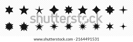 Star shapes. Sparcle icons. Starburst icons. Star icons collection. Star icons isolated on transparent background. Isolated vector graphic EPS 10 Royalty-Free Stock Photo #2164491531