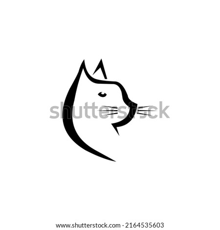 Black Cat sitting smiling Logo design vector Template style Negative space. Pet house shop veterinary clinic Logotype icon concept