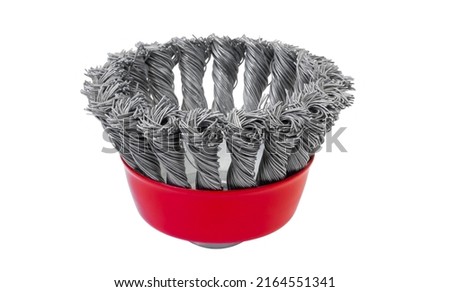 Twisted wire cup brush. Wire brush isolated on white background. Royalty-Free Stock Photo #2164551341