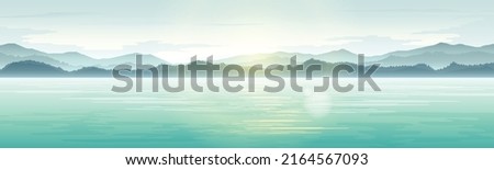 landscape with lake and mountains. Royalty-Free Stock Photo #2164567093