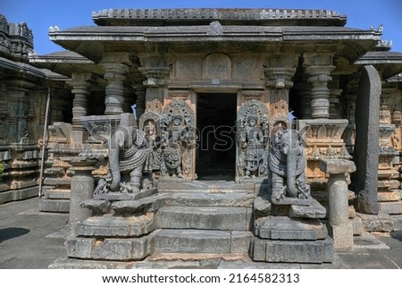 Bucesvara Temple, Koravangala, Hassan, Karnataka state, India. This Hoyasala architectural temple was built in 1173 A.D. Royalty-Free Stock Photo #2164582313