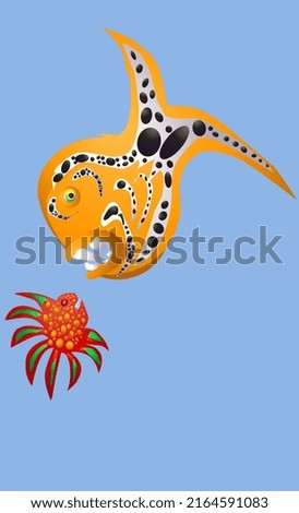 Illustration of ornamental fish, commonly used in magazines, comics, children's story books
