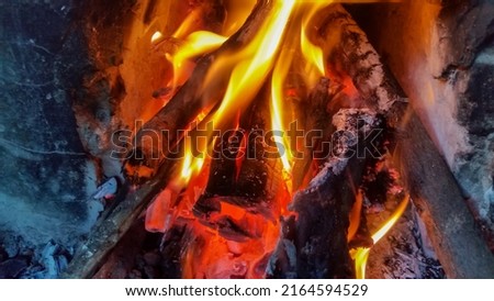 A fire place for cooking old food. photo from the side and selective focus
