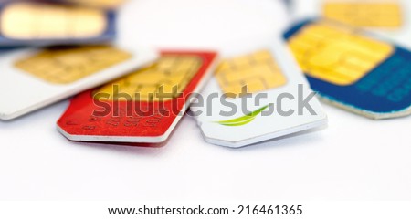 Colorful sim card on a white background