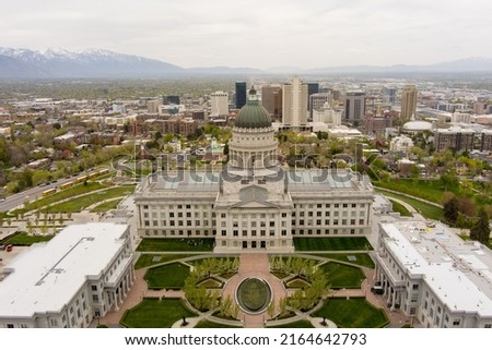 View of the Utah state capital with downtown Salt Lake City in the background.