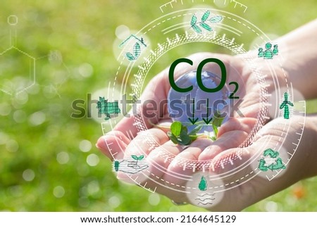 carbon neutral bussiness concept, climate positive and net zero carbon emissions Royalty-Free Stock Photo #2164645129