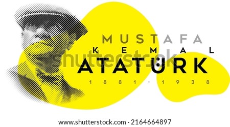 Abstract line art of Mustafa Kemal Atatürk (1881-1938) portrait.