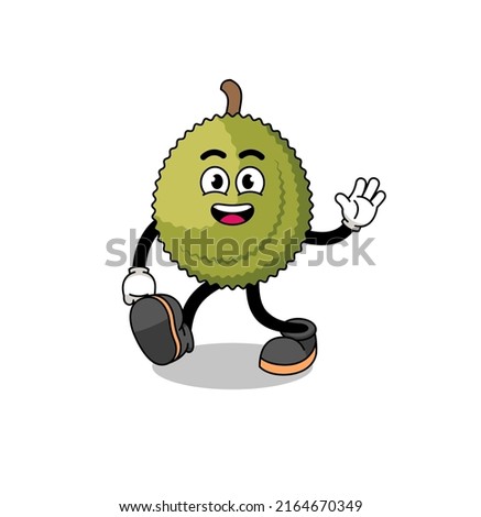 durian fruit cartoon walking , character design