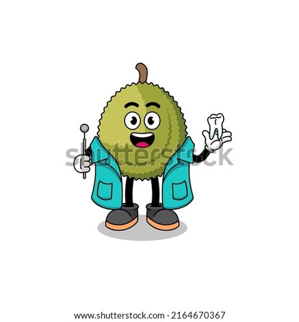 Illustration of durian fruit mascot as a dentist , character design