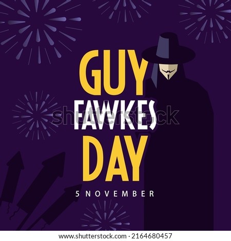 Guy Fawkes day. International celebration day vector template. Festival worldwide illustration. Fit for banner, cover, background, backdrop, poster. Vector Eps 10. Royalty-Free Stock Photo #2164680457