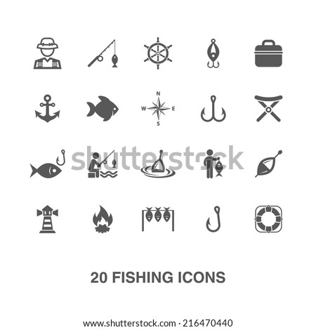 Fishing icons set.