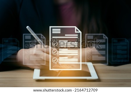 Electronic signature concept, business people sign electronic documents on digital documents. Digital Signature, business contract. future business contract signing Royalty-Free Stock Photo #2164712709