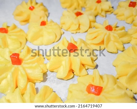 Homemade butter cookies isolated on white background, side view. Picture, image, stock photo.