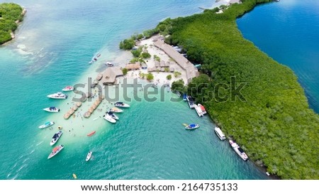 Drone Picture of Cholon Island Cartagena Colombia	