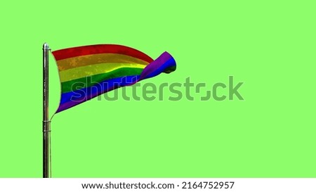 waving flag of Gay Pride for anthem day on green screen, isolated - object 3D rendering
