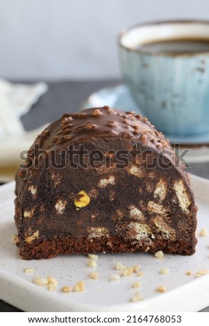 Chocolate mosaic cake. close up
