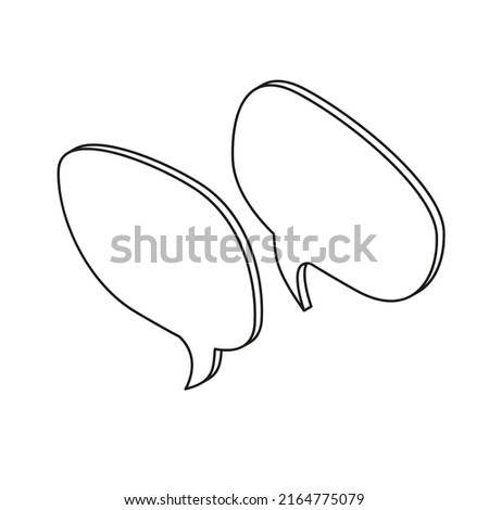 Speech Bubble isometric line icon. linear style icon isolated on white.
