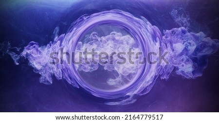 Ink water burst. Fantasy time travel portal. White paint flow. Purple creative abstract background shot on Red Cinema camera 6k. Royalty-Free Stock Photo #2164779517