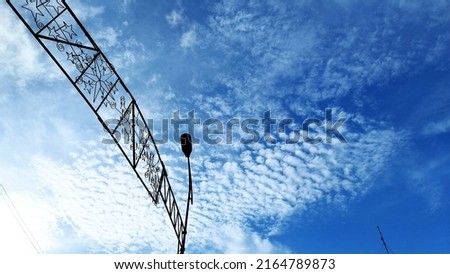 Altocumulus cloud, Beauty sky pictures with silhouette of lamp post. Sky Heaven, Clear Sky.
